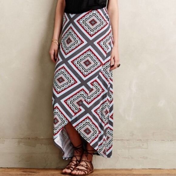 Anthropologie MAEVE Maina Geometric Faux Wrap Midi Skirt S - Picture 9 of 9
